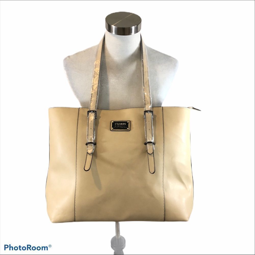 Brand New Cream Vegan Leather Laptop Bag Zysun